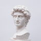 Head David in white plaster Roman Greek sculpture