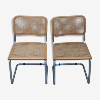 Paire de chaises B32 de Marcel Breuer signée Italy