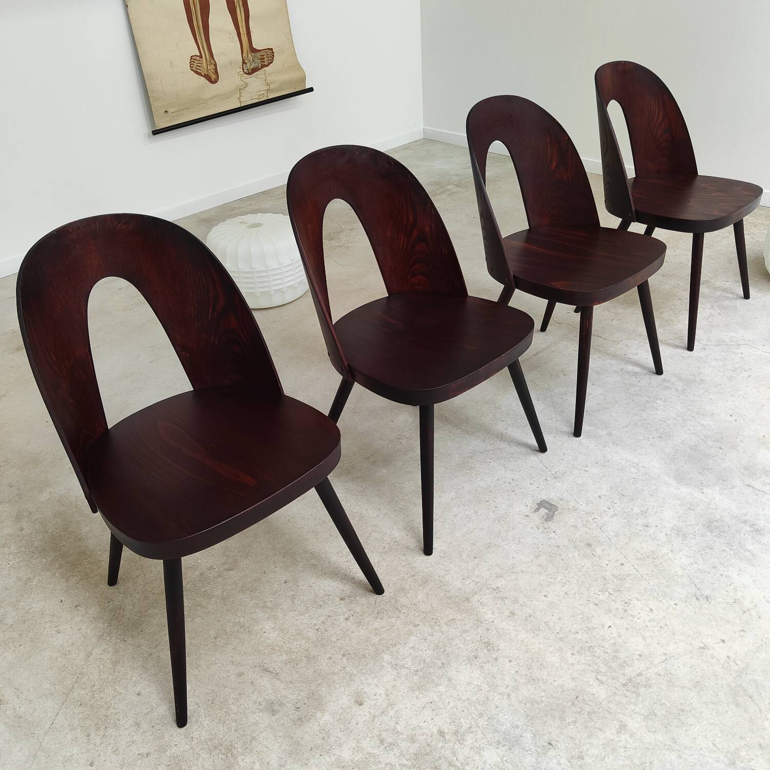 Set of 4 all-wood chairs by Antonin Suman for Tatra Nabytok