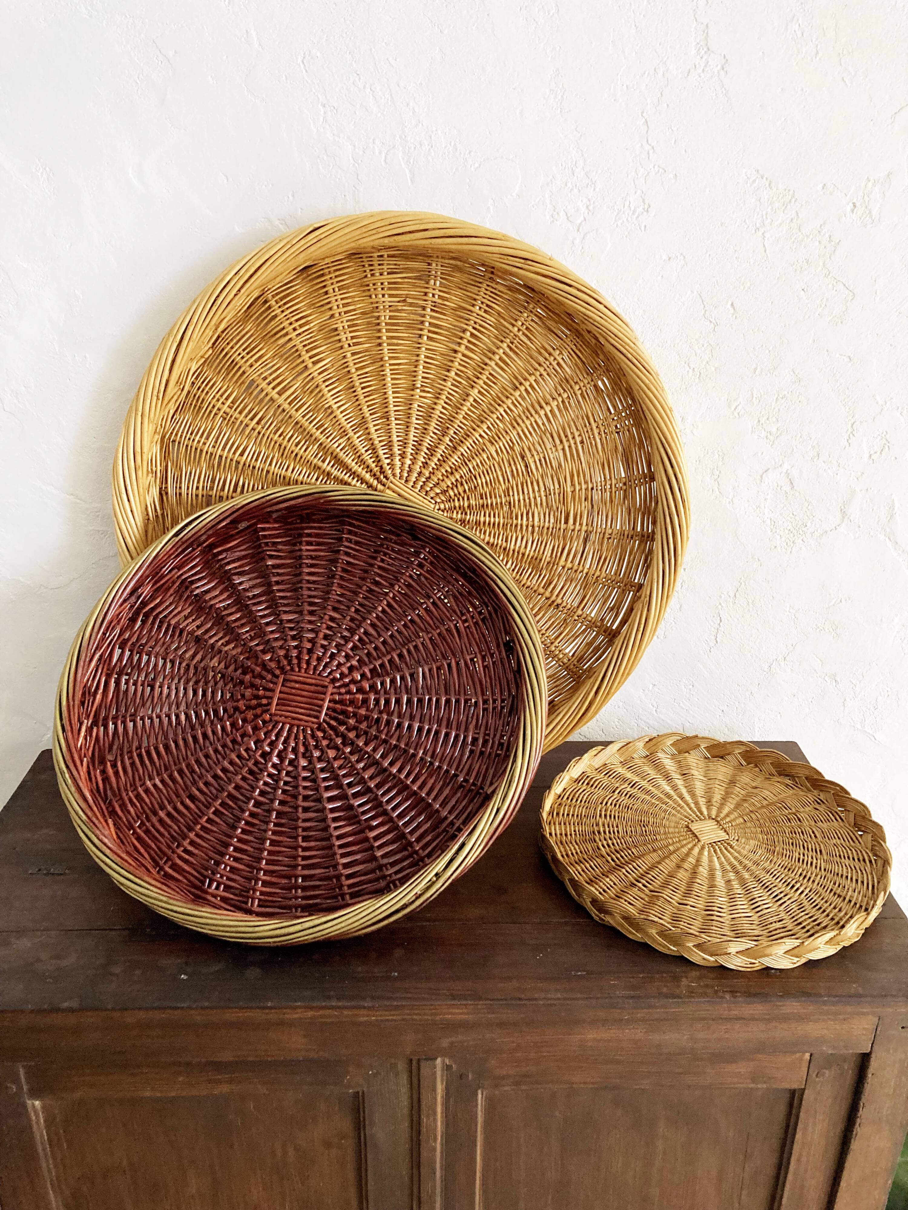 Trio de plateaux en osier