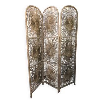 70s woven rattan screen