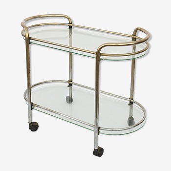 Chrome metal serving table