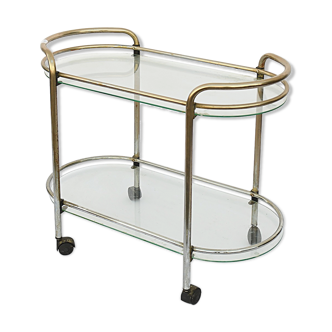 Chrome metal serving table