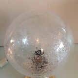 Brass bedside lamp and bubbled glass globe / vintage 60s-70s