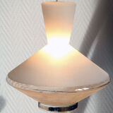 Suspension lamp Diabolo saucer in frosted glass.