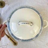 Vintage soup tureen, blue ironstone, Salins model, Castellane