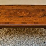 Italian wooden coffee table with marquetry inlaid top