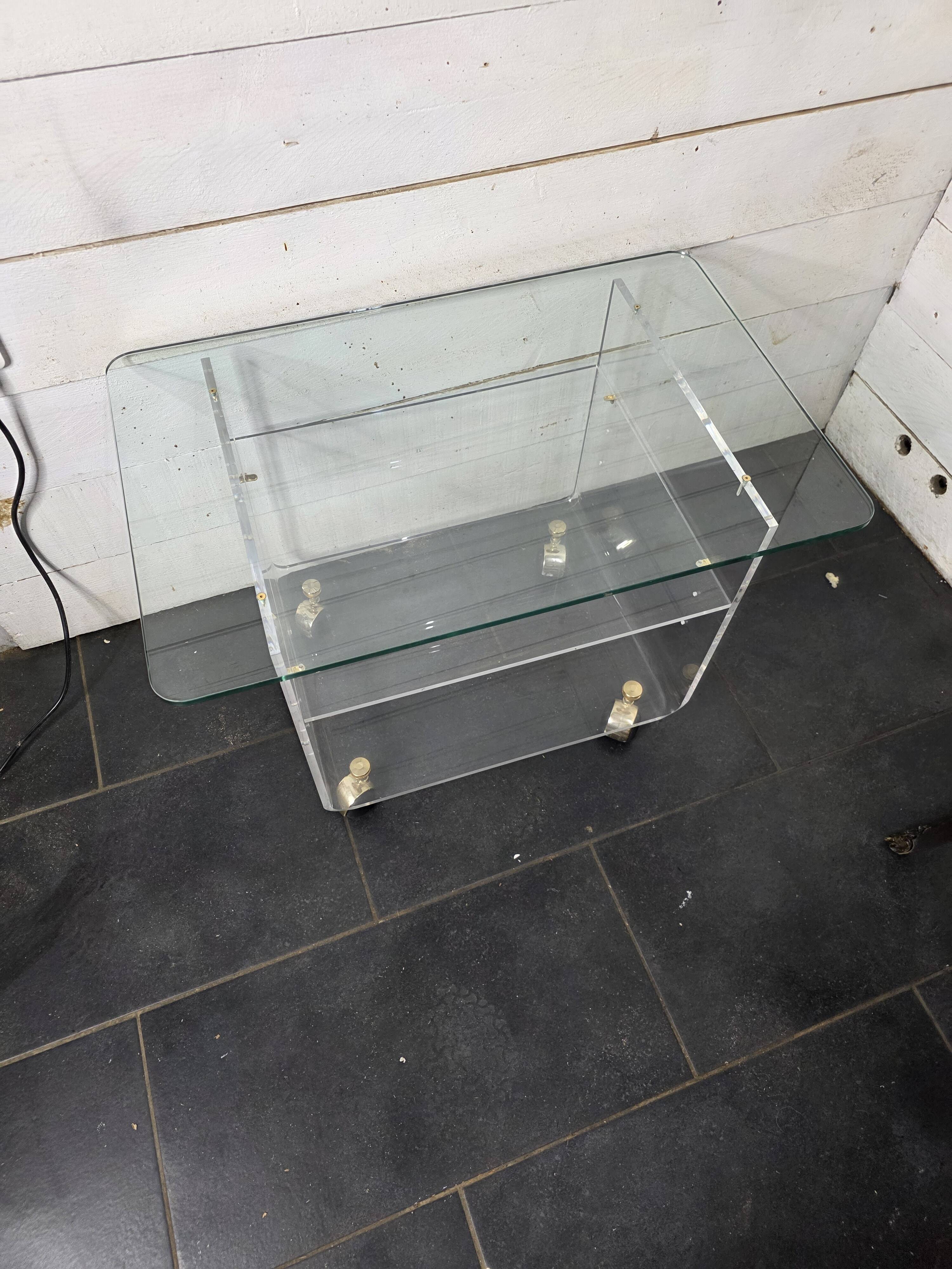 Vintage Plexiglas and Glass Coffee Table by David Lange 1970s