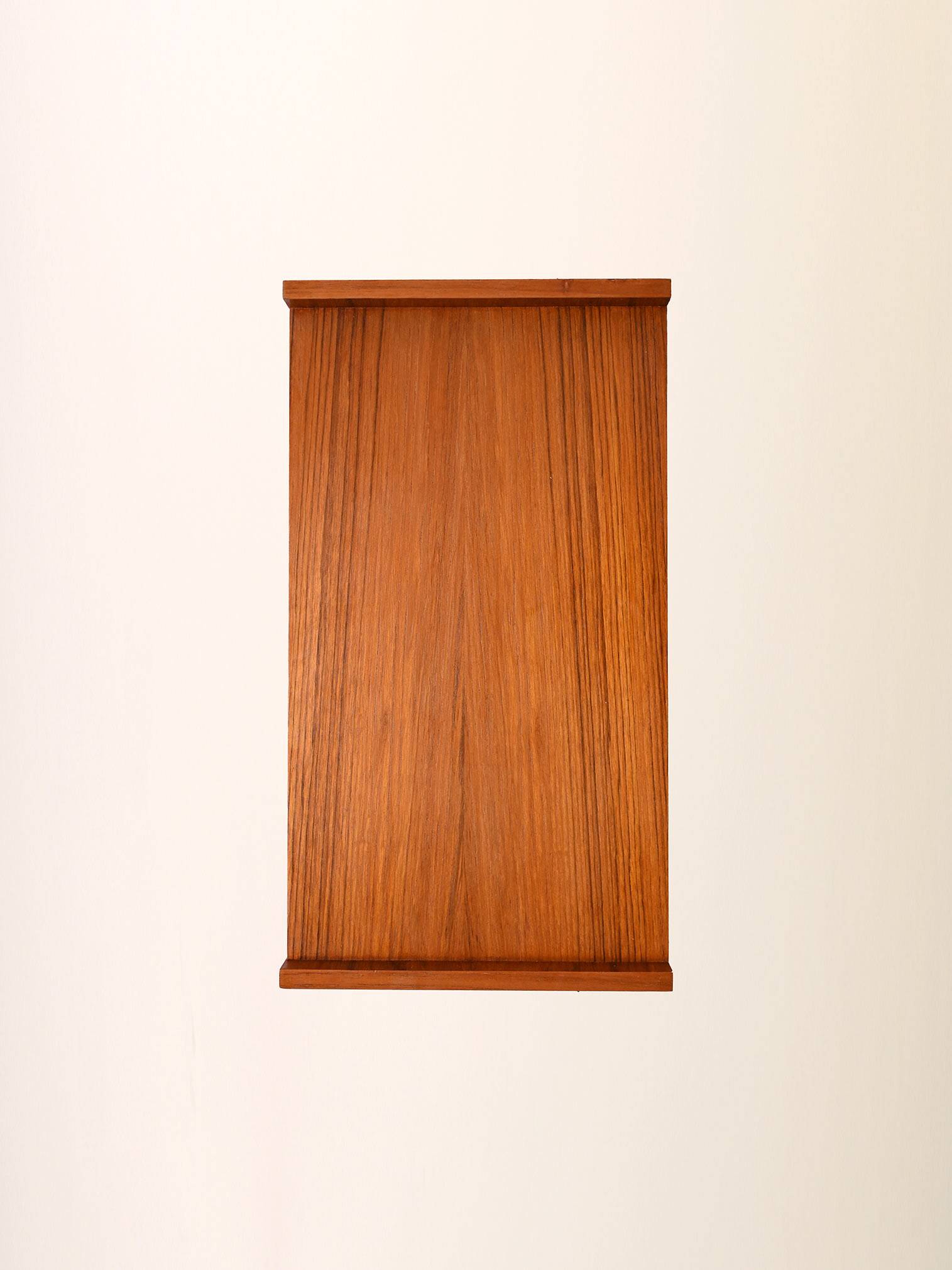 Teak wall-mounted bedside table