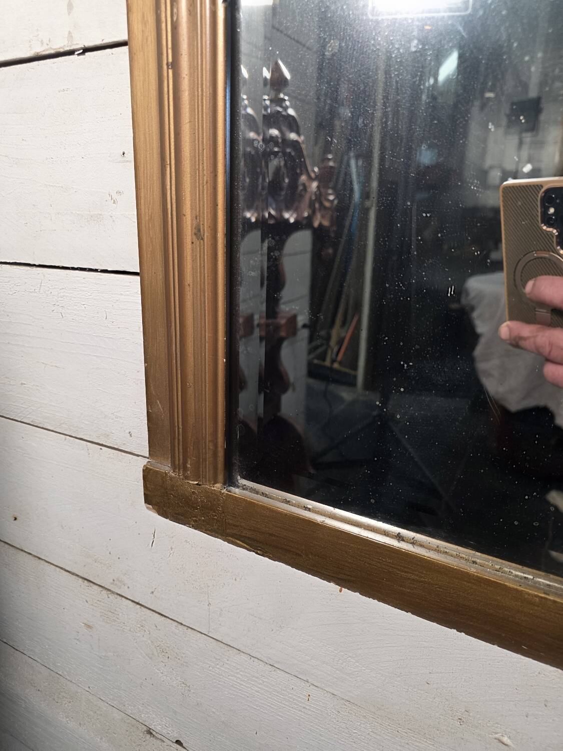 Art Deco gilded trumeau, bevelled mirror