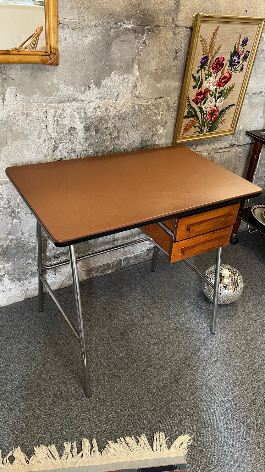 Bureau vintage métal et bois