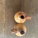 Paire de mini pichets en grès orange