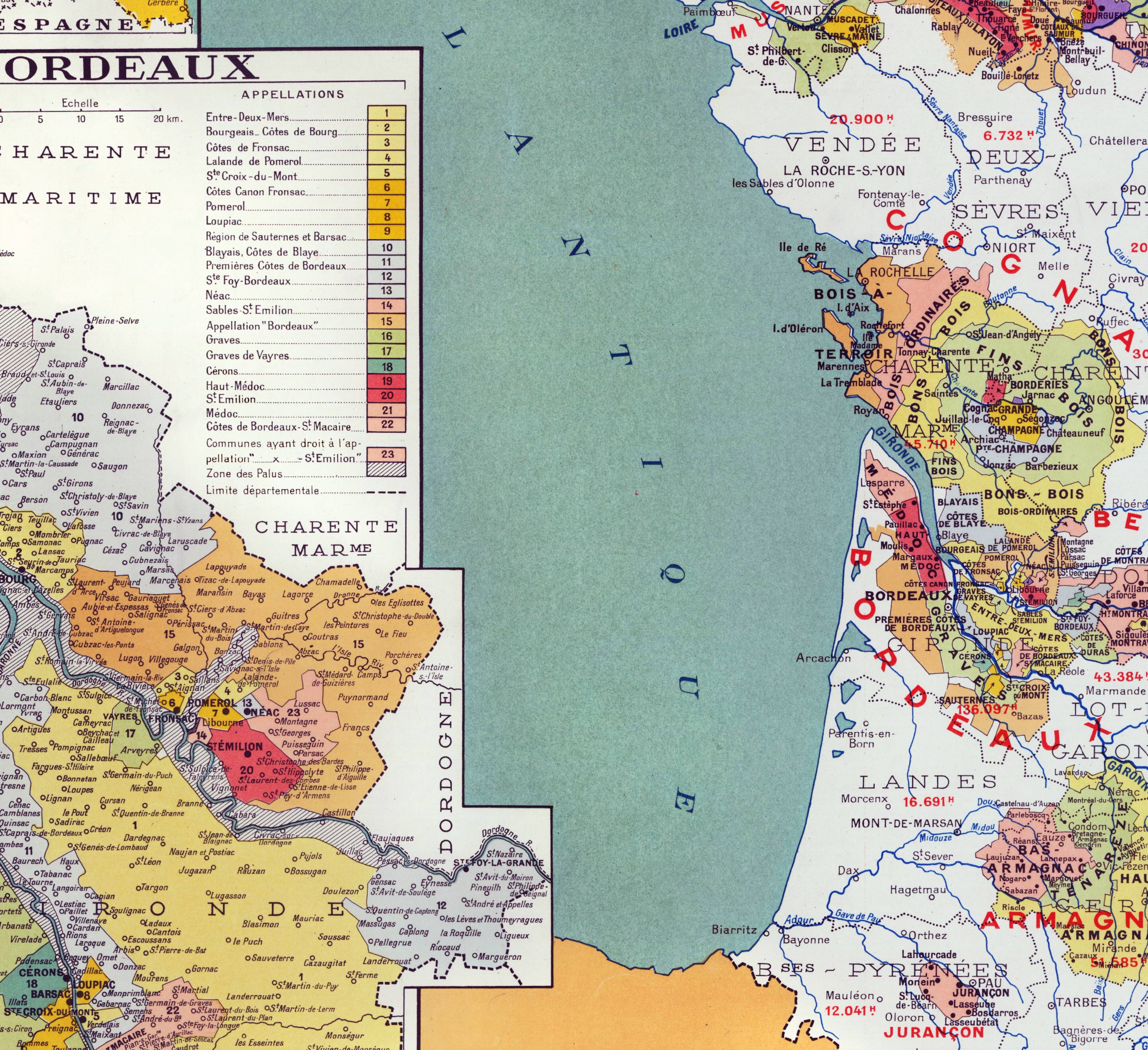 Carte de la France vinicole en 1949