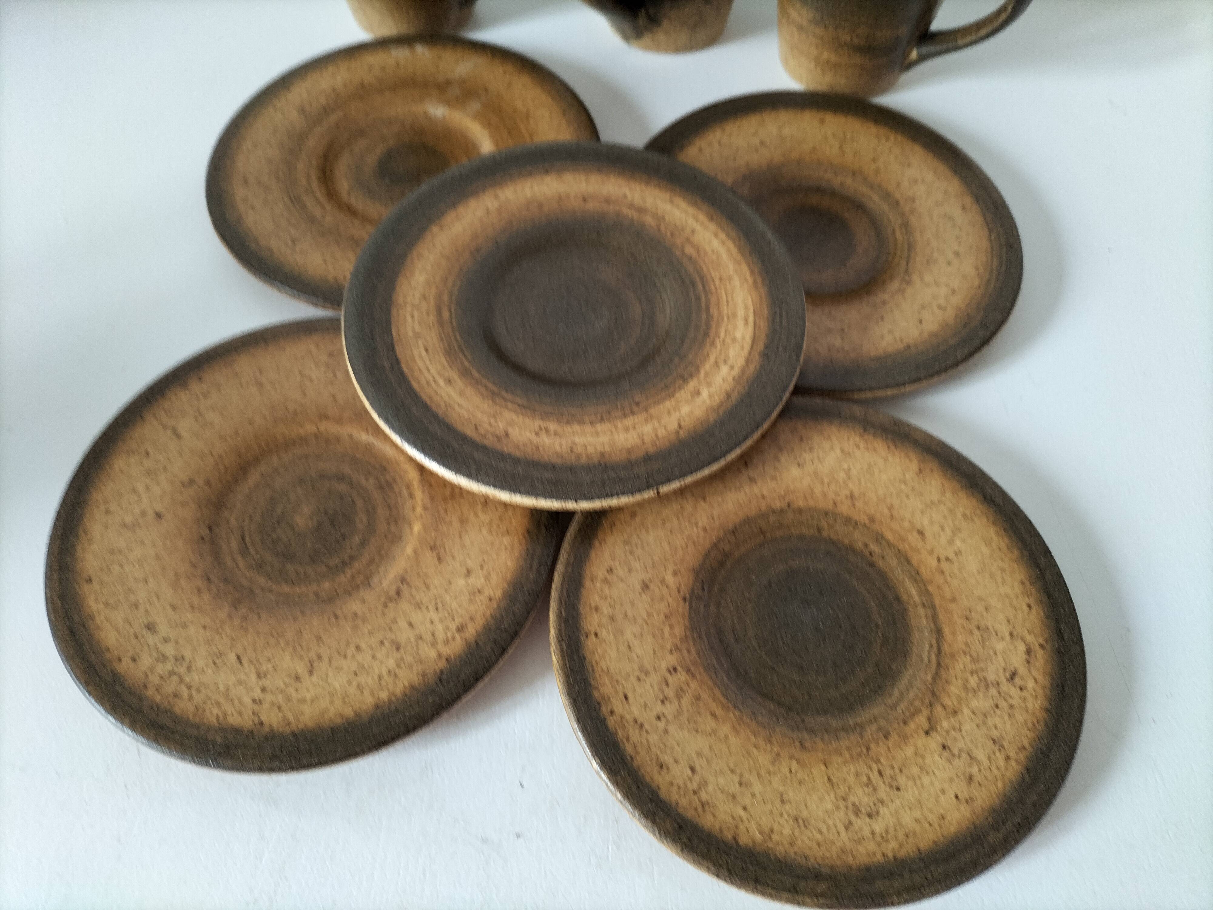 Set of 5 Longchamp France cups and 5 saucers in Japandi style