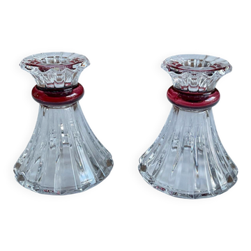Duo de bougeoirs en cristal d’Arques