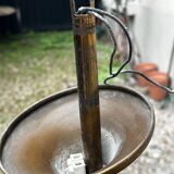 Vintage Lustre Brass and Frosted Glass with White and Gold Large Grains 8 Lights