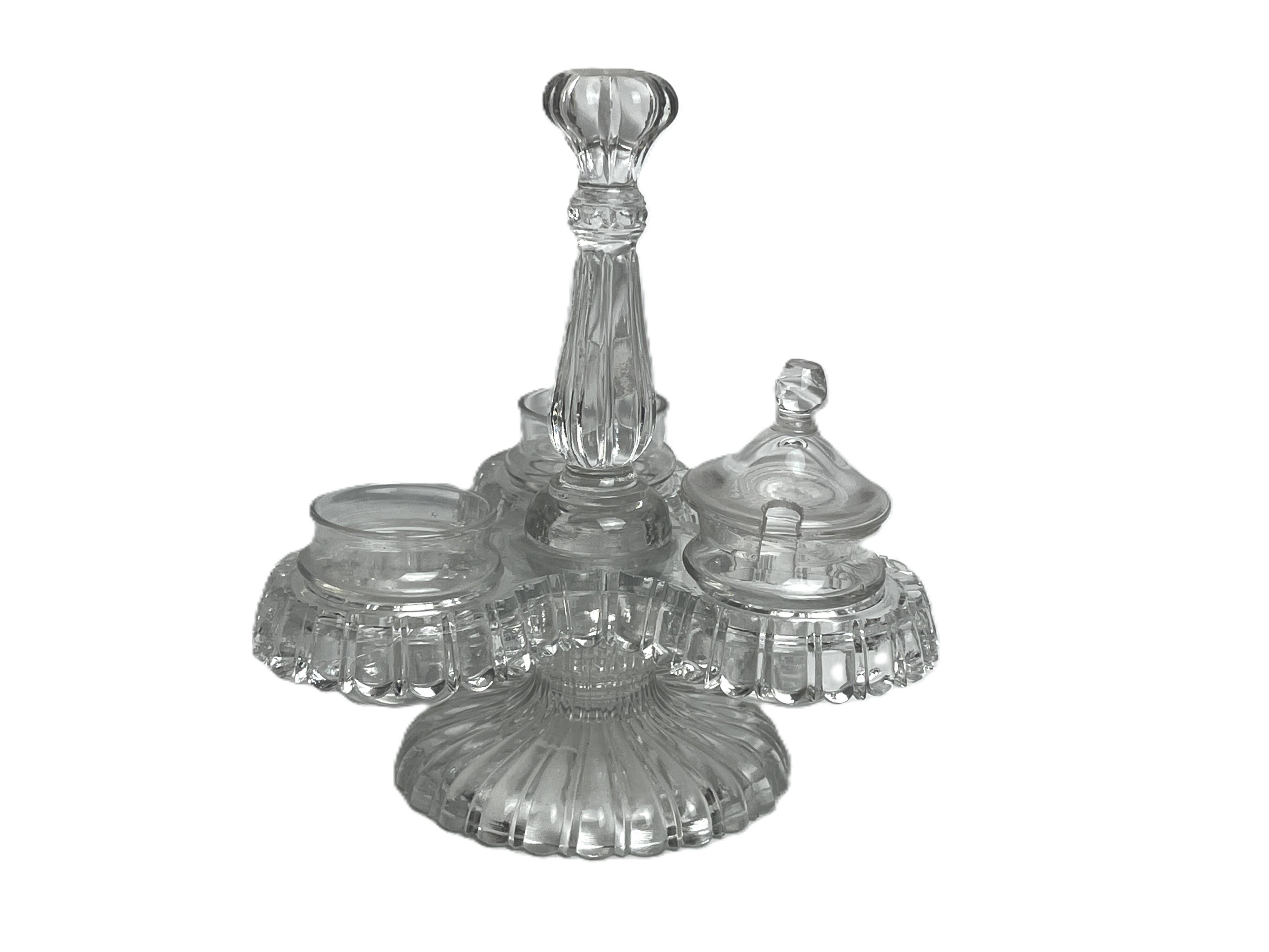 Tableware, two moulded glass table servants from the early 20th century.