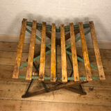 Wooden and iron slatting stool