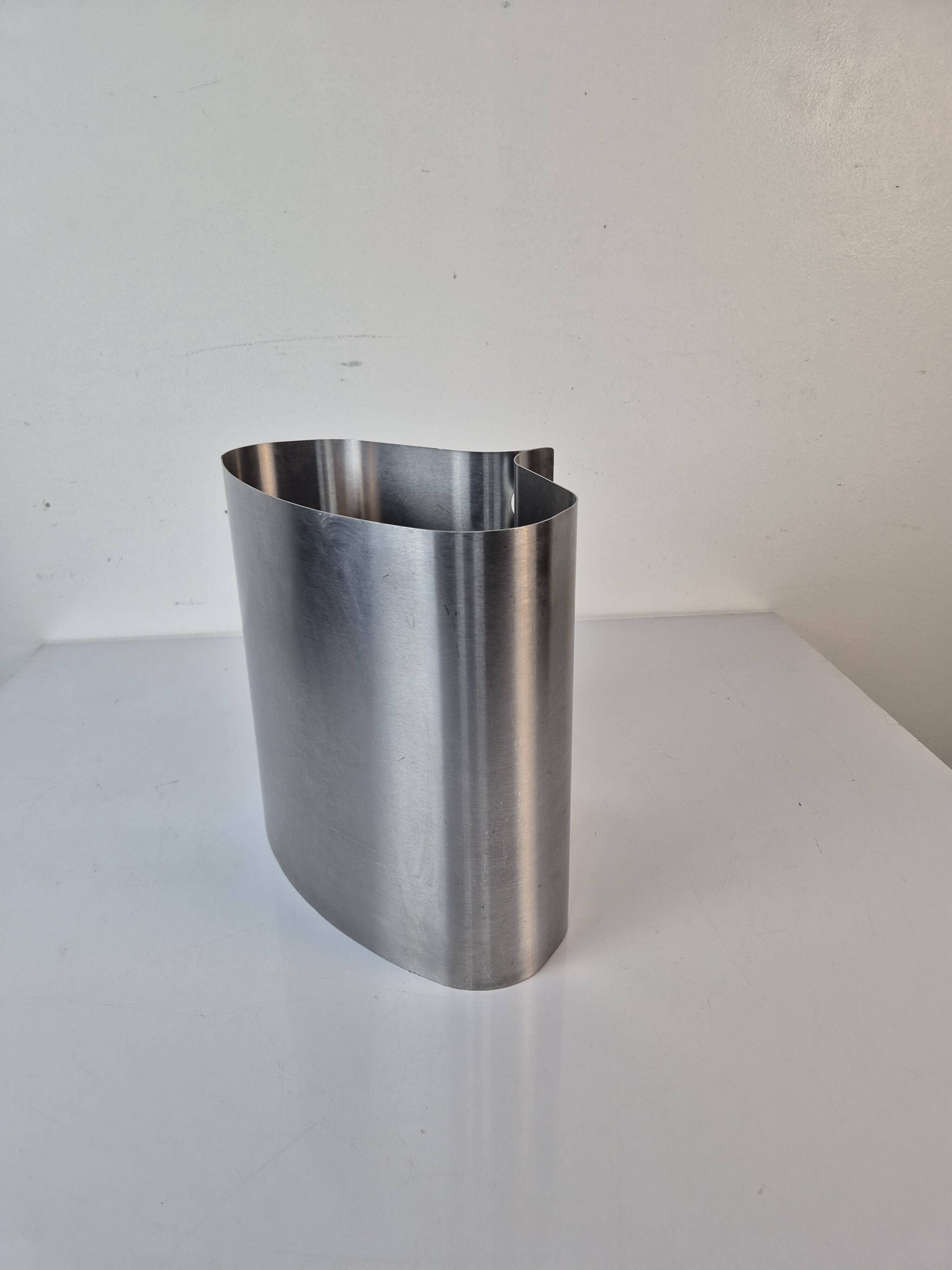 Stainless steel wastebasket by Xavier Féal for Inox Industrie.