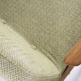 Vintage original armchair , 1960s, restored, upholstered, herringbone fabric