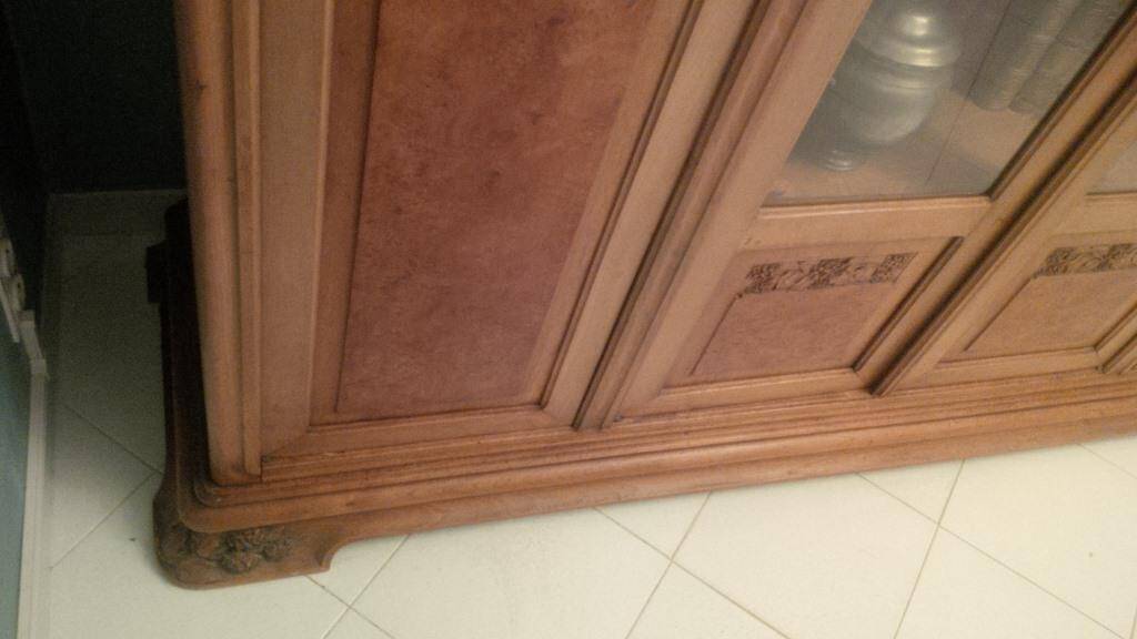 Art Nouveau glass library in walnut burl