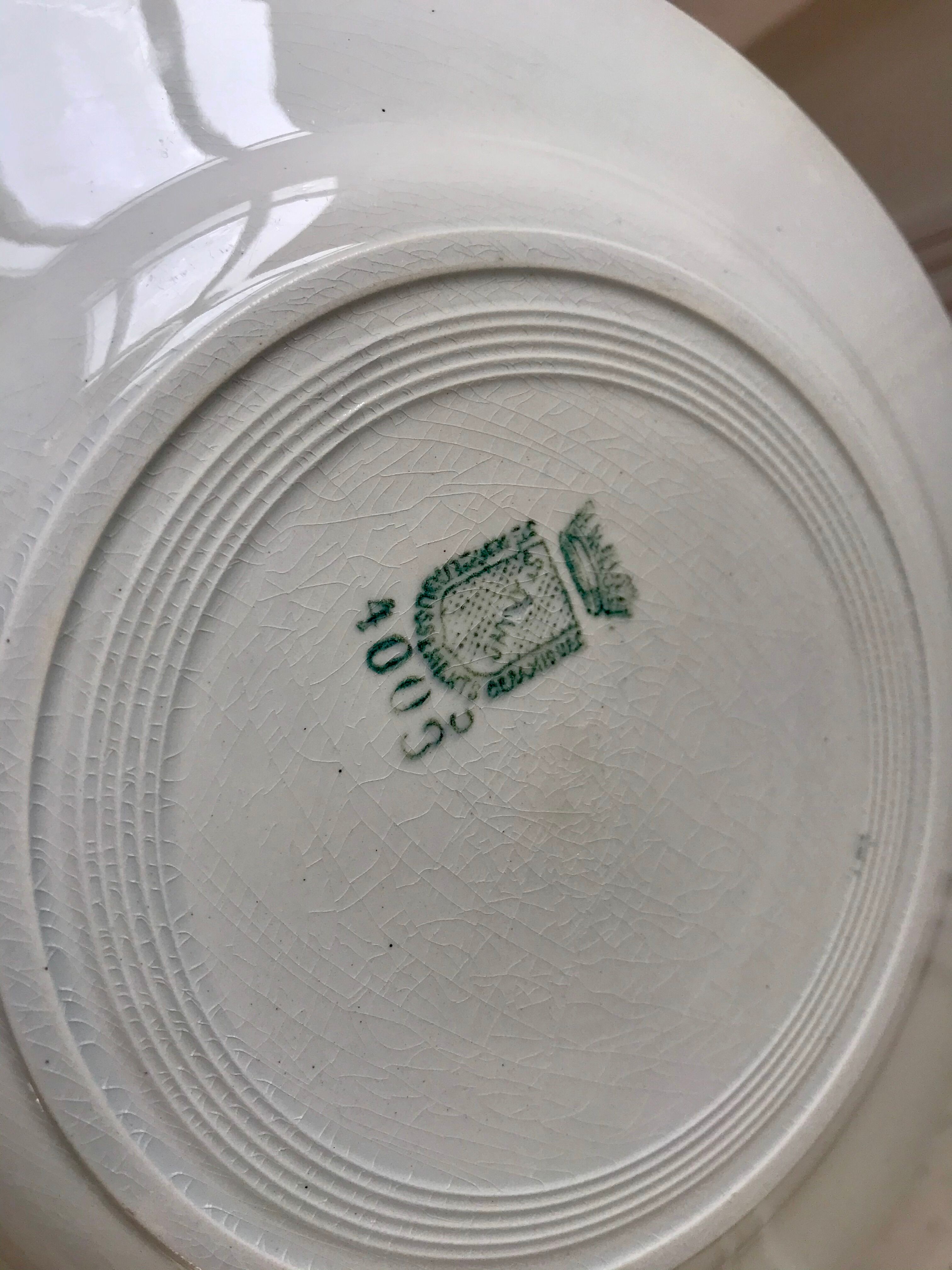 Set of 6 flat plates terre de fer saint-amand xixth