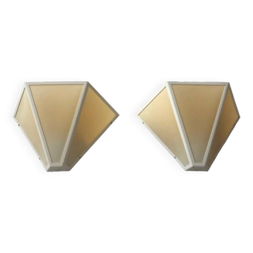 Pair of Metalarte wall lights in white metal and parchment