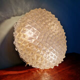 Large brass and frosted glass ceiling light, Hillebrand Lighting, 1970.