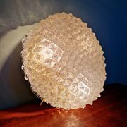 Large brass and frosted glass ceiling light, Hillebrand Lighting, 1970.