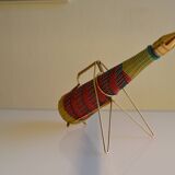 Scoubidou bottle or carafe and its Spoutnik Rocket support Space Age