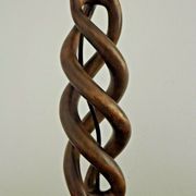 French tall wooden carved open weave barley twist table lamp base
