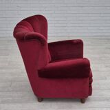 1960s, Danish relax armchair, original condition, red furniture velour.