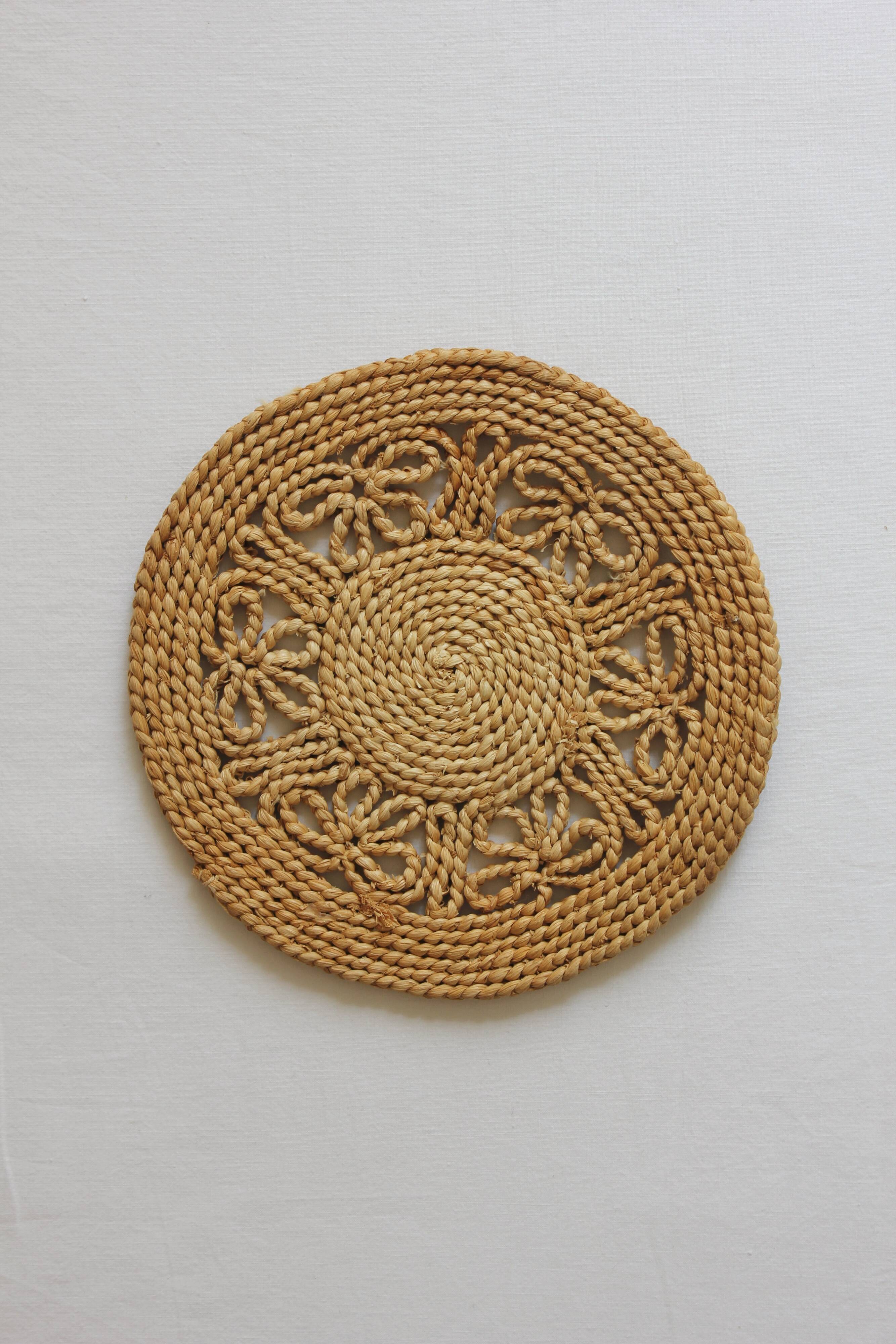Vintage 70s braided rope table mat