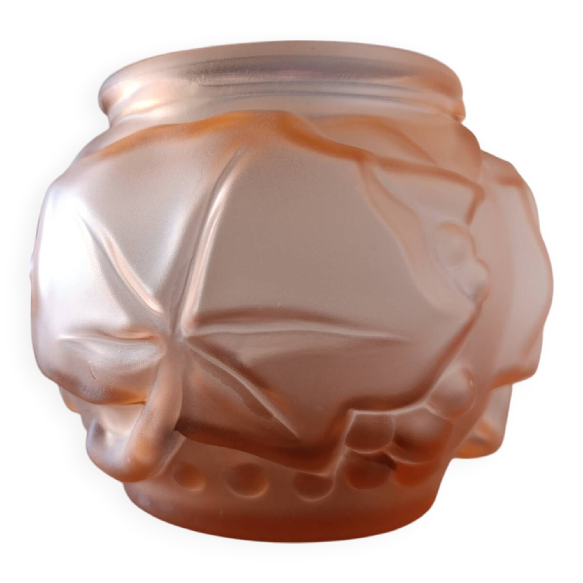 Art Deco pink glass paste ball vase