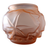 Art Deco pink glass paste ball vase