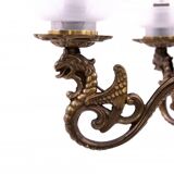 Six-arm brass chandelier from the early 20th century, Poland.