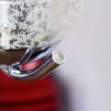 Glass and chrome metal chandelier 1970