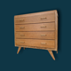 Commode  pieds compas bois brut 1950