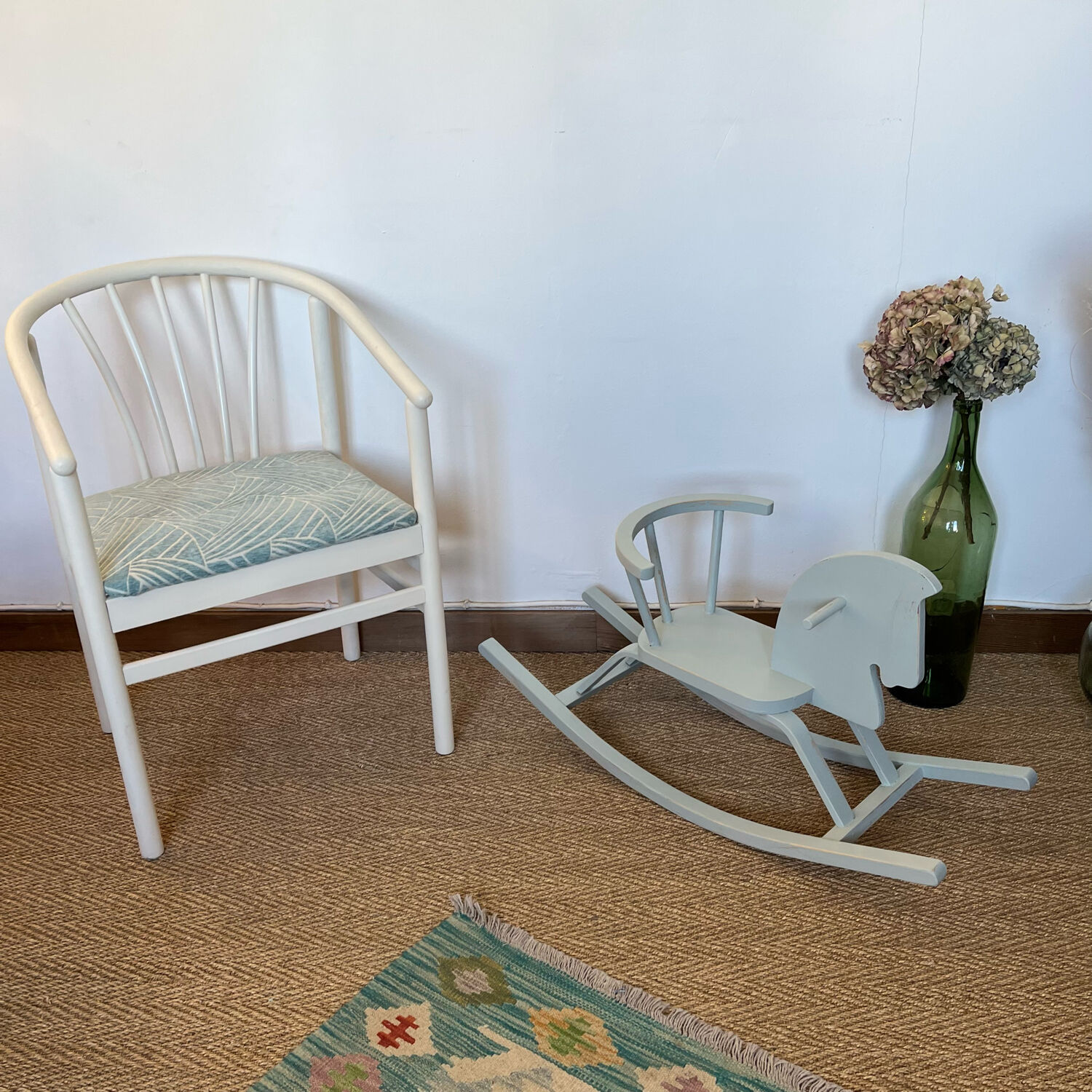 Vintage wooden rocking horse in its patina