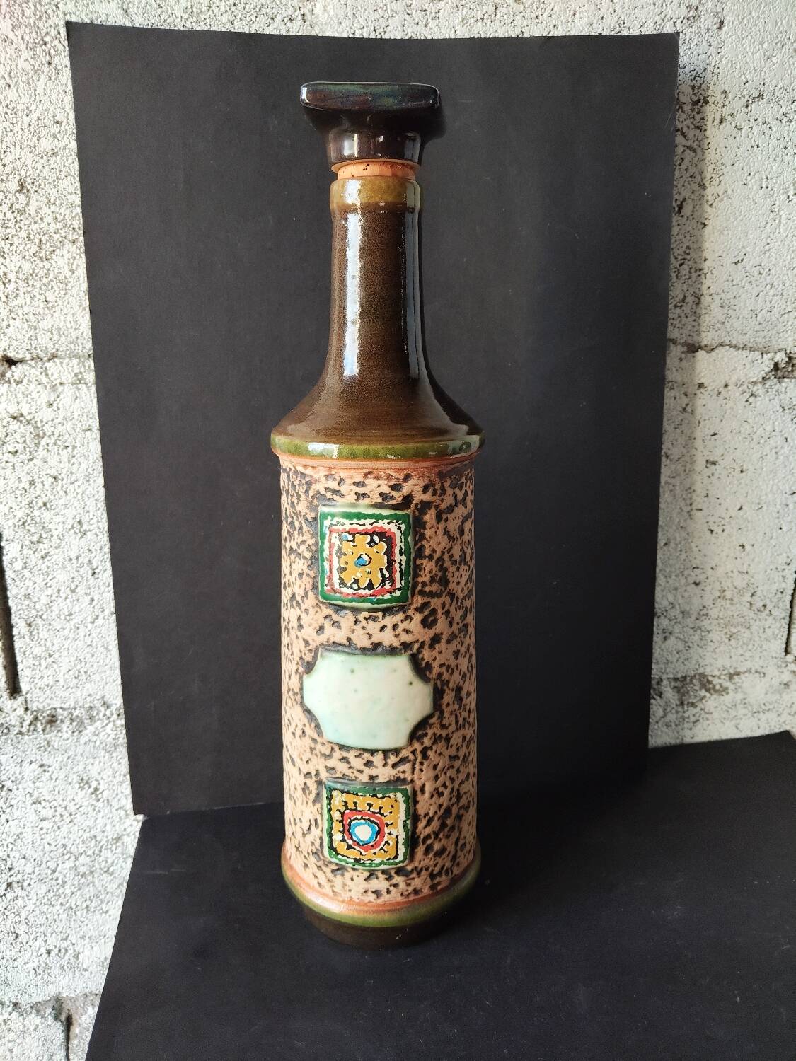 Large decorative bottle West Germany in ceramic – 1970s