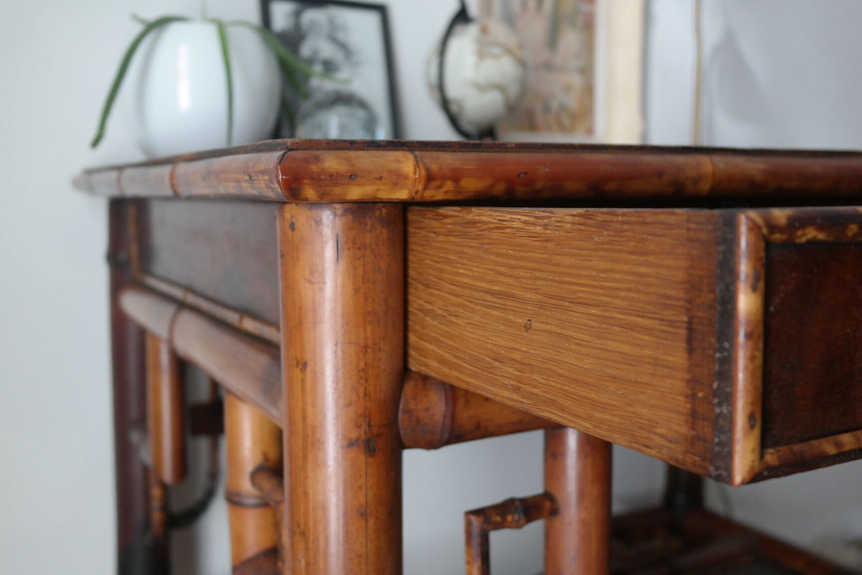 Old colonial style bamboo desk