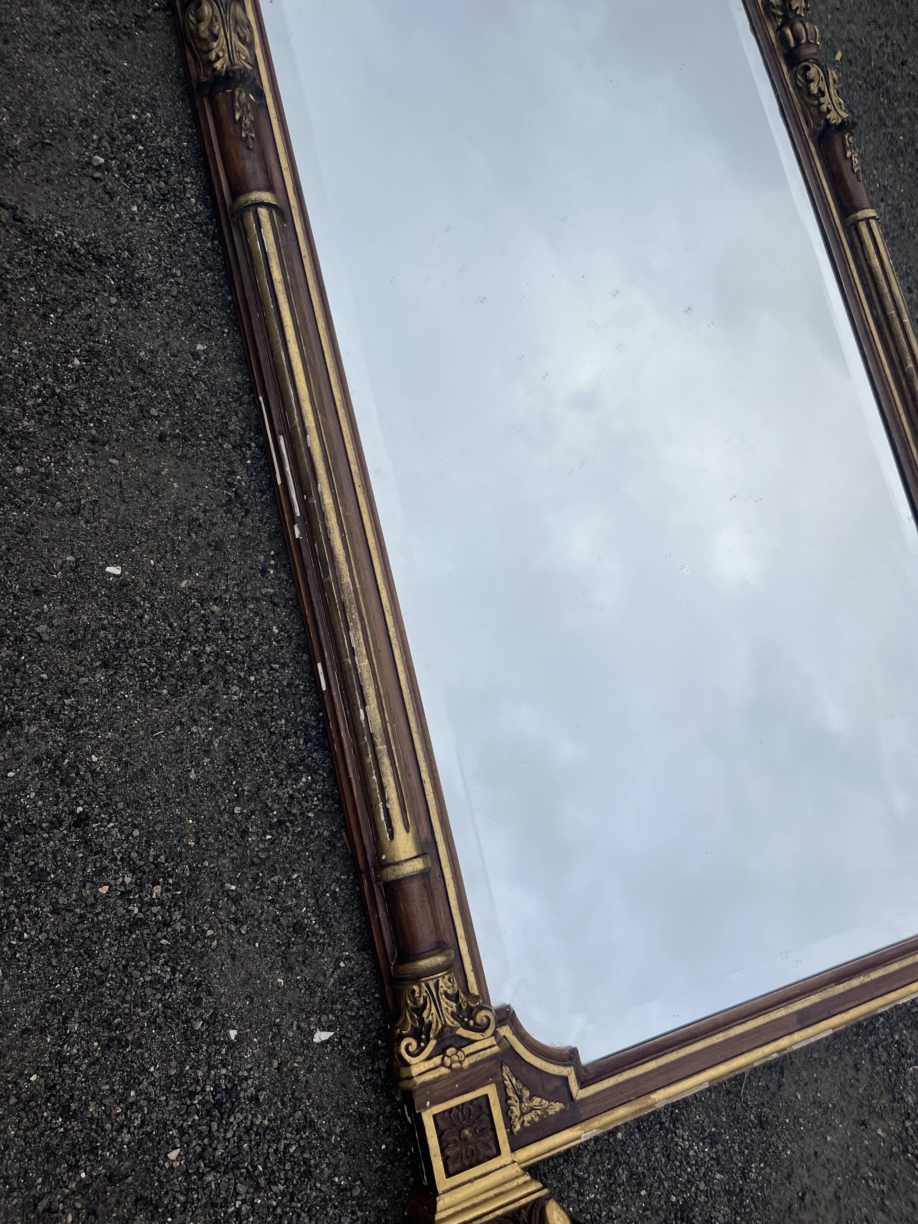 Large antique mirror 144 cm in Empire style - Trumeau or fireplace mirror