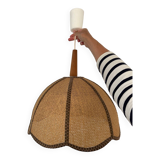 Wooden and rattan pendant light