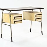 Desk with tubular base in chromed metal
