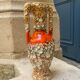 Washed enamelled ceramic amphora vase
