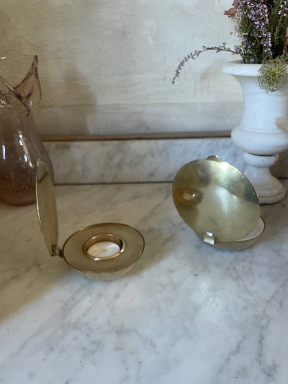 Pair of Scandinavian brass candlesticks