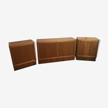 Set de trois modules enfilade style scandinave teck blond 1960