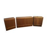 Set of three modules enfilade Scandinavian style blond teak 1960