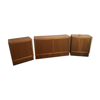 Set of three modules enfilade Scandinavian style blond teak 1960