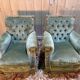 Pair of Club style armchairs / Louis XVI in gilded wood